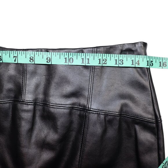 New York & Company Faux Leather Skirt Womens Size 8 Black Knee Length Lined - Picture 9 of 13